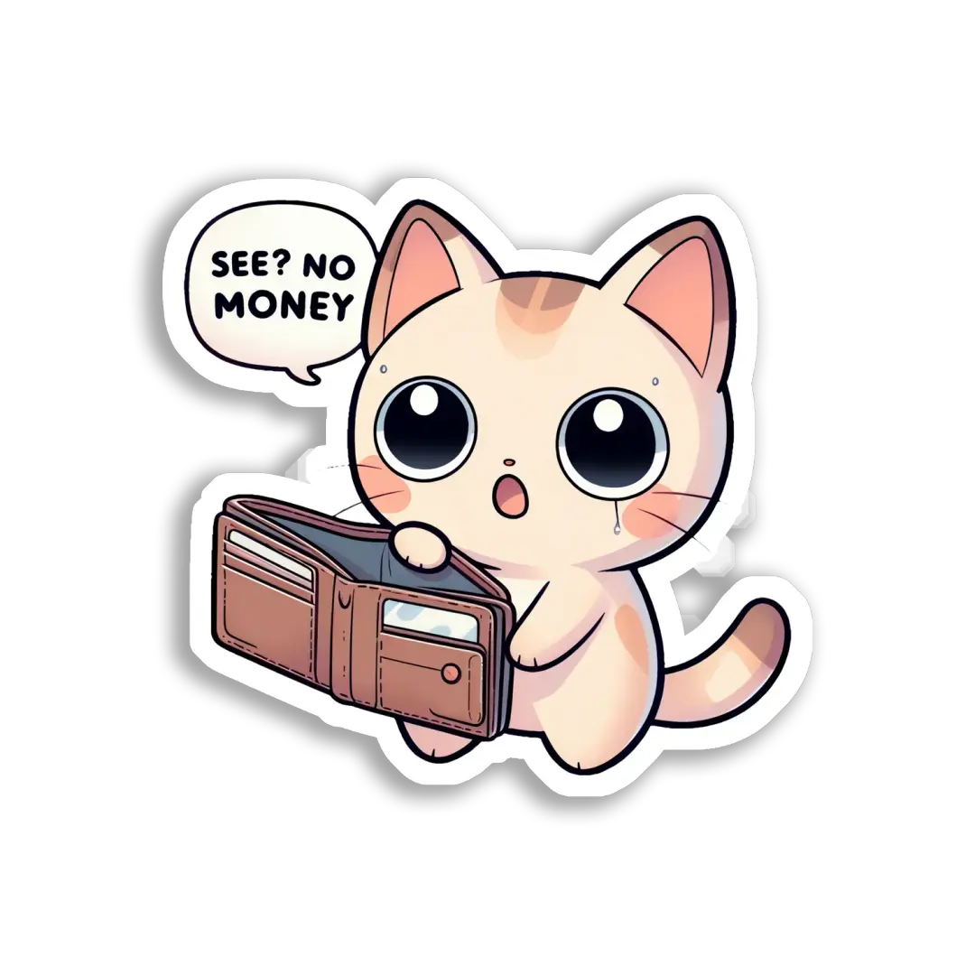 Kein Geld in Sicht – pleite Katze Sticker