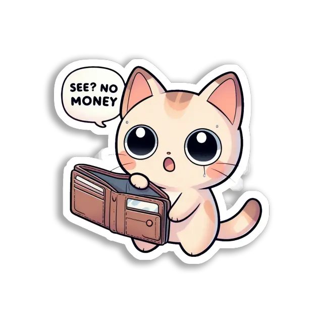 Kein Geld in Sicht – pleite Katze Sticker