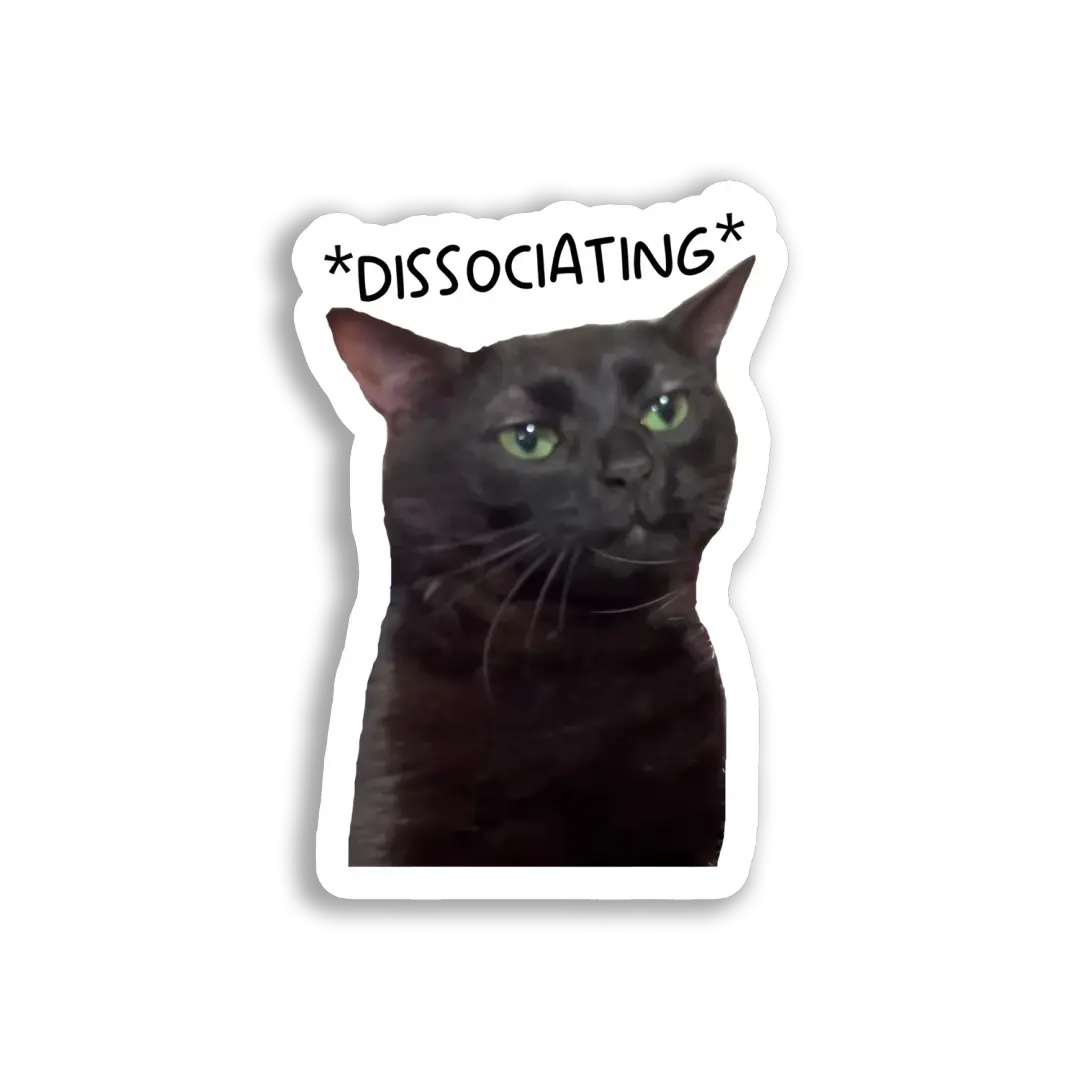 Dissociating Cat With a Blank Stare Sticker