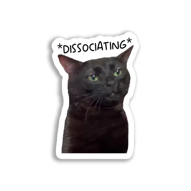 Dissociating Cat With a Blank Stare Sticker