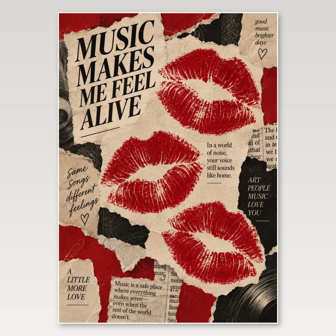 Roter Lippenstift-Kuss Editorial A4-Poster