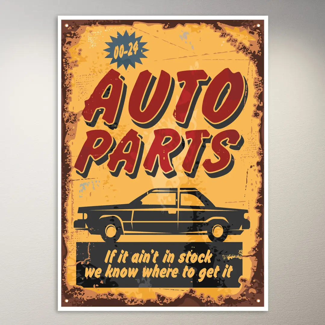 Vintage Autoteile-Schild-Poster