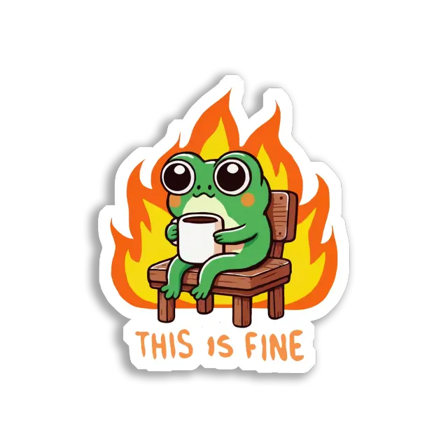 This Is Fine Frosch-Meme-Sticker