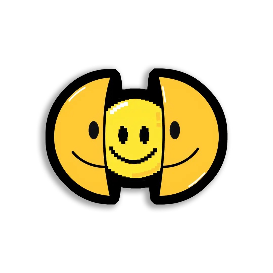 Pixelated Smiley Face Reveal Sticker