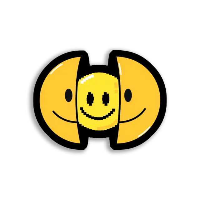Pixelated Smiley Face Reveal Sticker