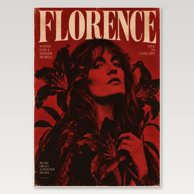 ملصق فني Florence بالزهور الداكنة A4