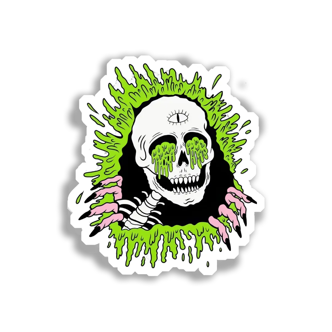Gooey Skull With Three Eyes Sticker