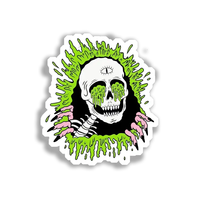 Gooey Skull With Three Eyes Sticker