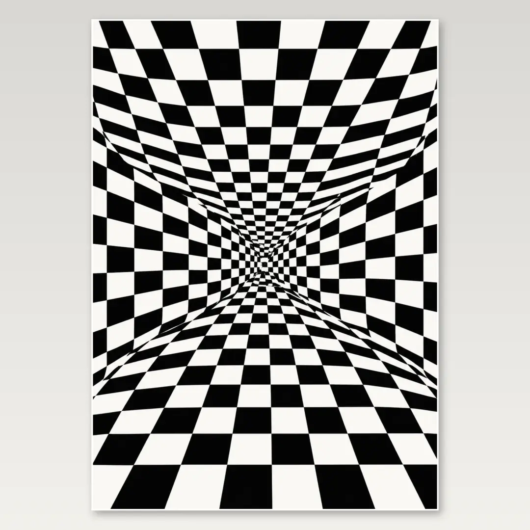 Black White Checker Void A4 Poster