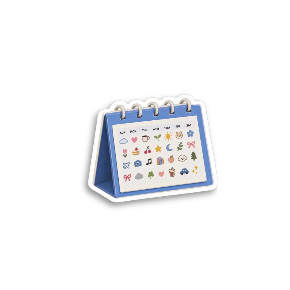 Blauer Tisch-Klappkalender Sticker