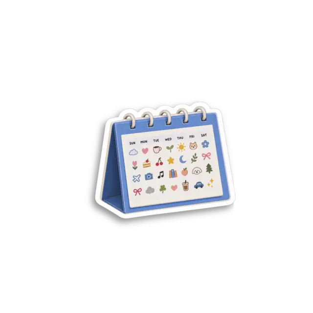 Blauer Tisch-Klappkalender Sticker