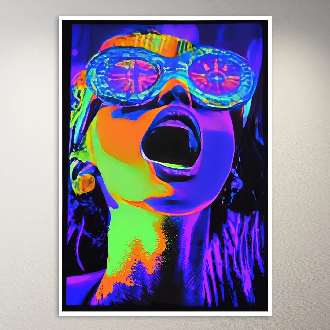Neon-Porträt einer Frau Poster