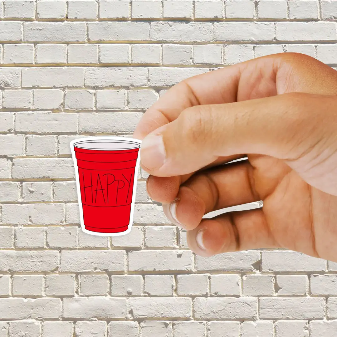 Roter Solo-Becher Sticker