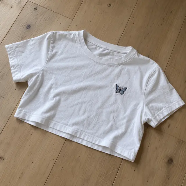 Crop top con mariposa — Blanco
