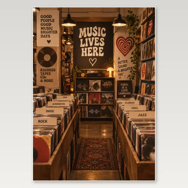 Vintage Record Shop A4 Poster