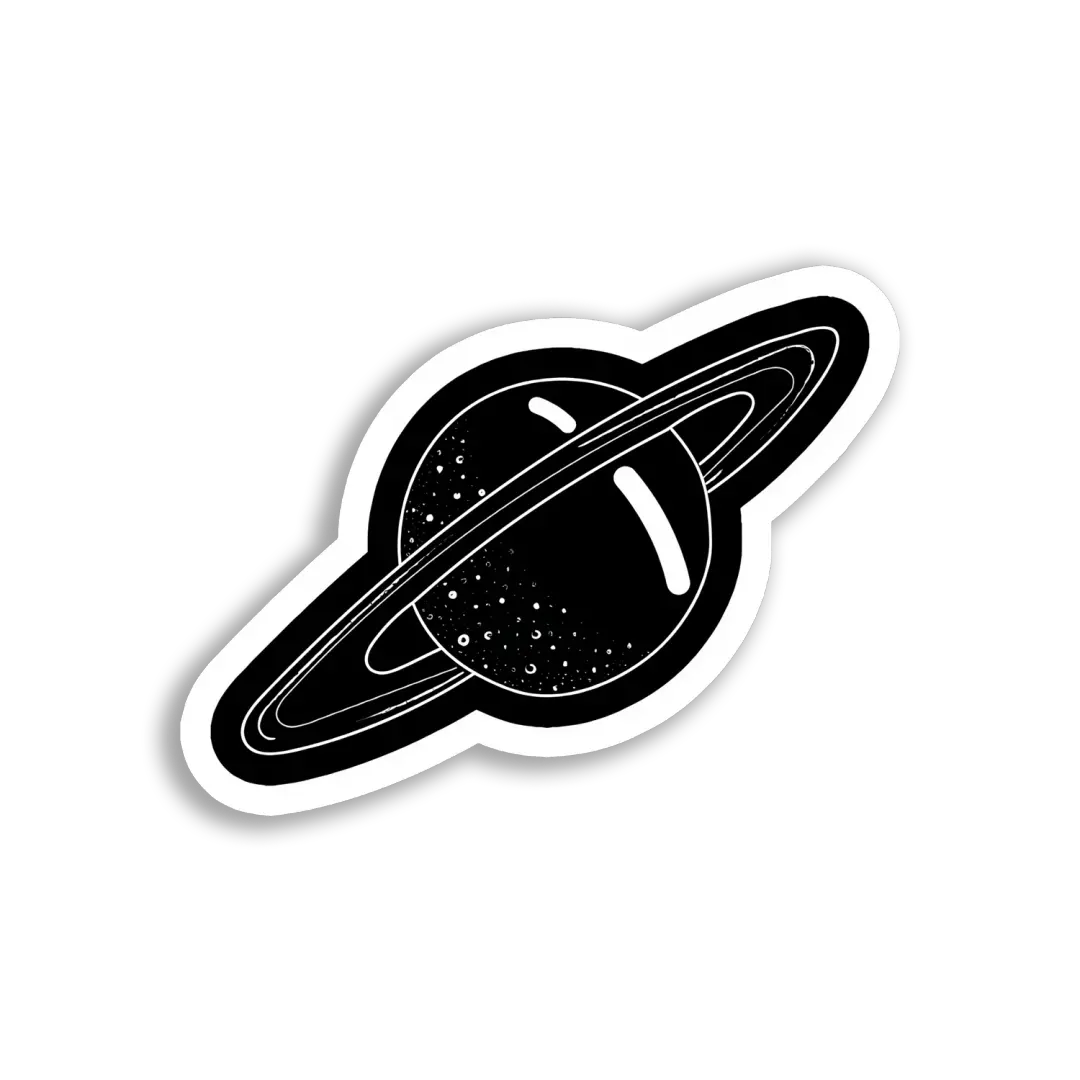Black and White Saturn Sticker