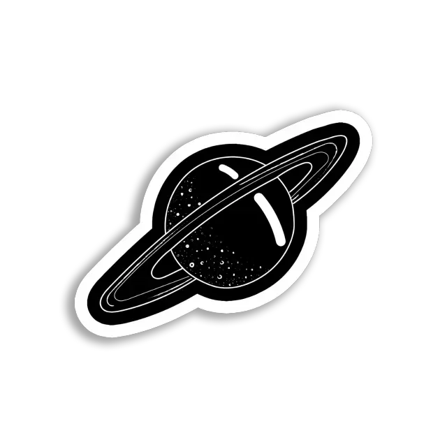 Pegatina de Saturno en blanco y negro