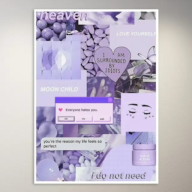 Fliederfarbenes Ästhetik-Moodboard | Ästhetik-Poster