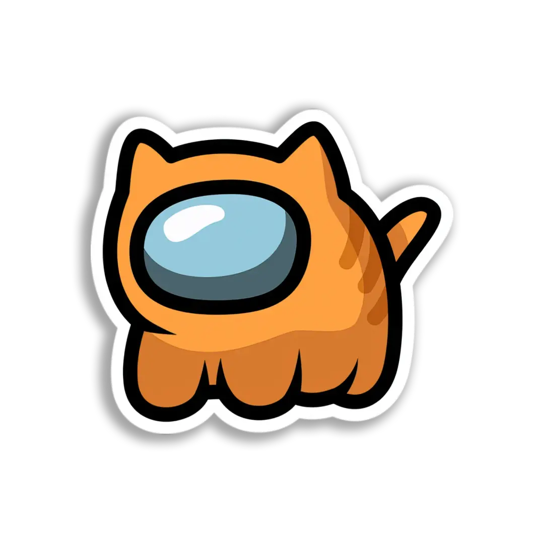 Orange Cat Among Us Sticker
