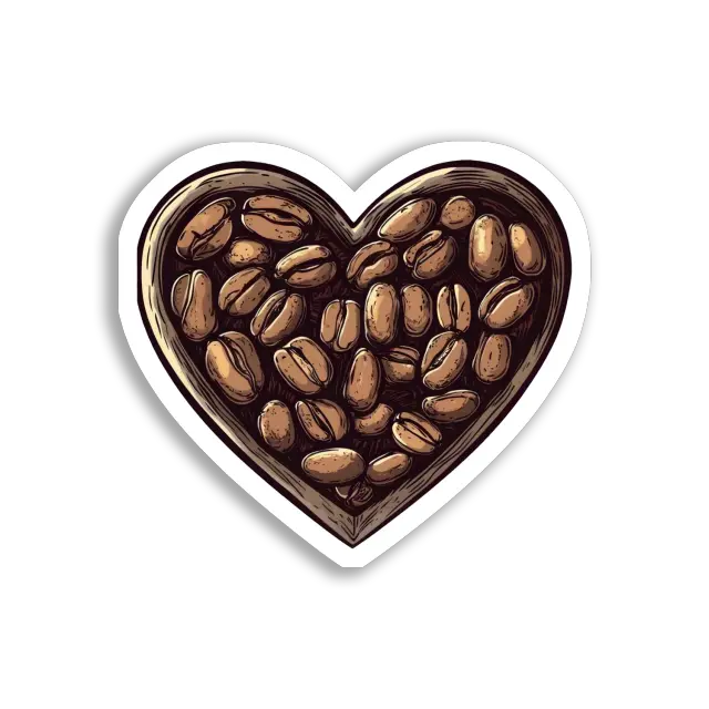Heart Full of Coffee Beans Sticker