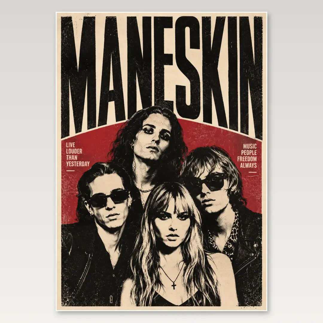 Maneskin Rock Portrait A4 Poster