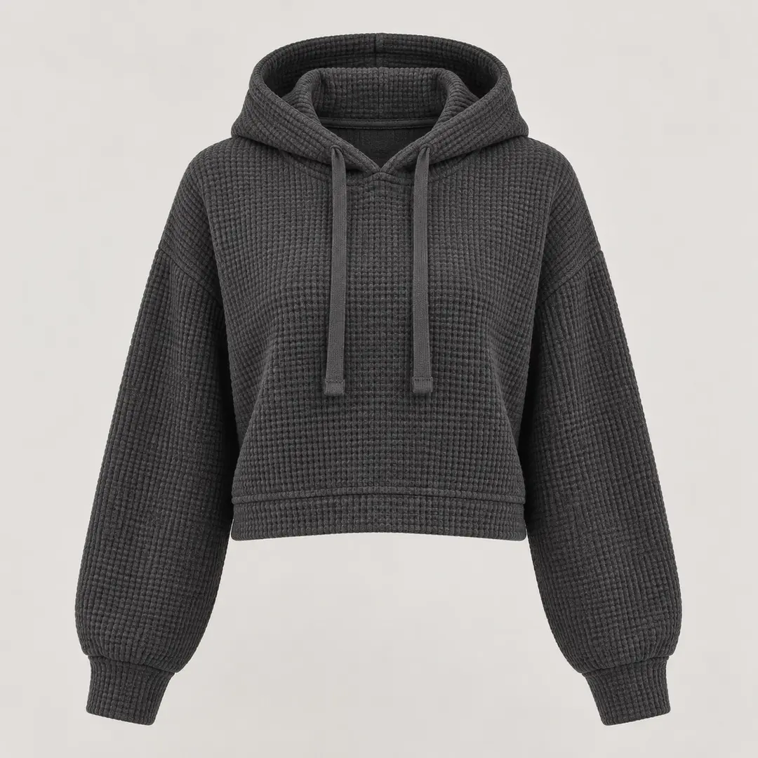 Tidewater Waffle Hoodie in Charcoal