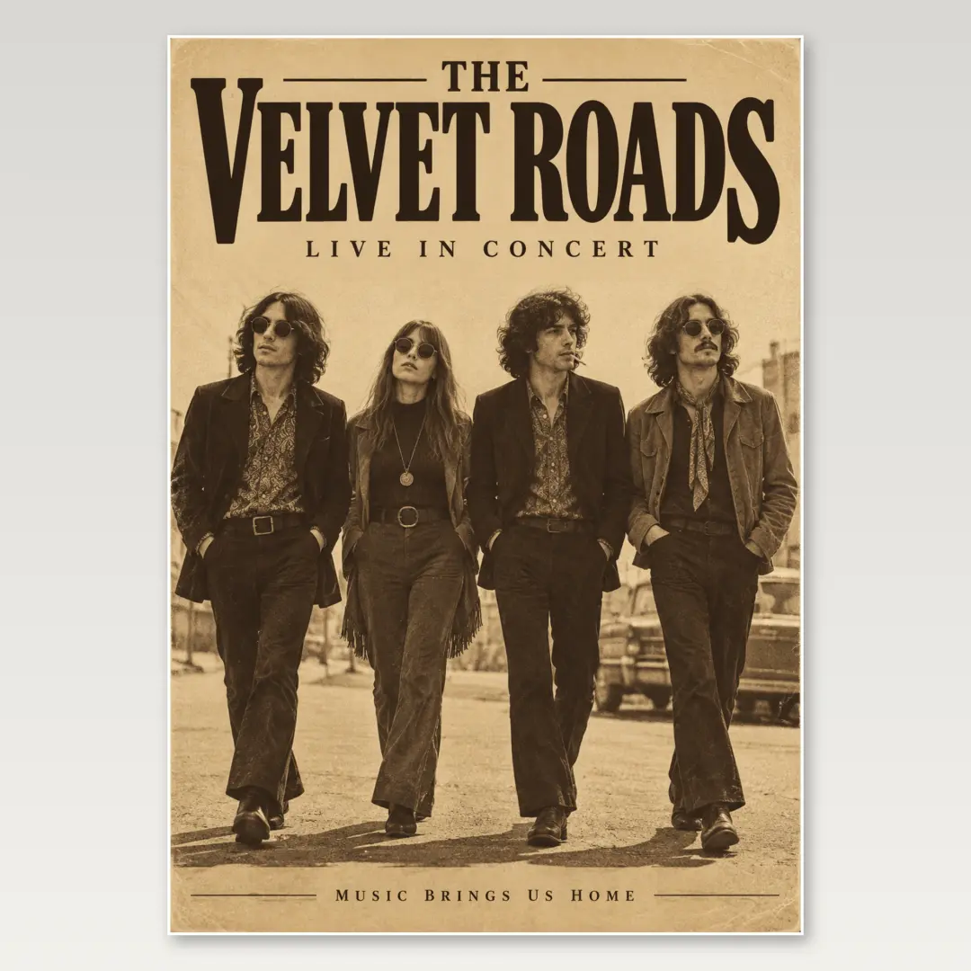 Four Musicians Walk A4 Poster