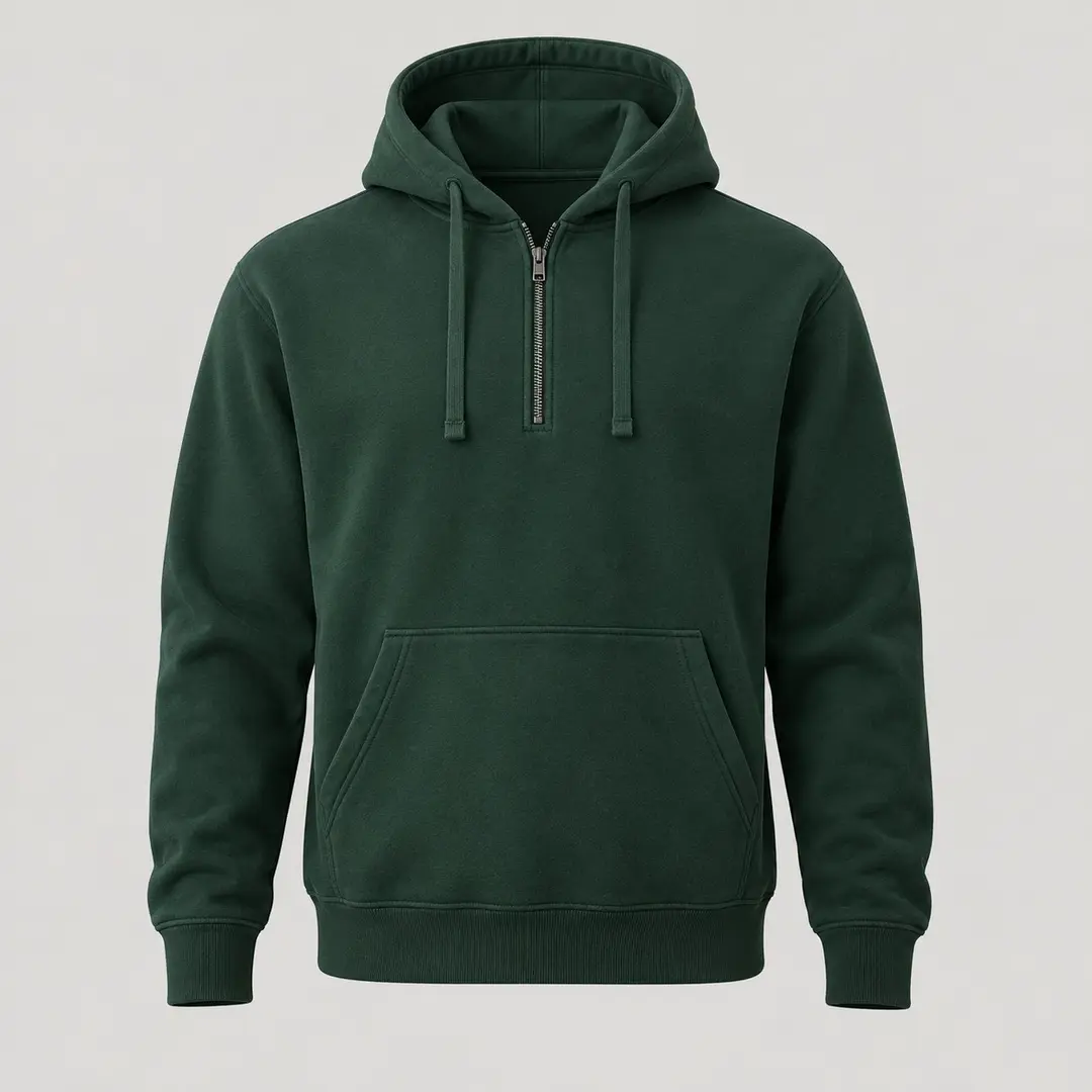 Ferry Pier Half-Zip Hoodie in Pine