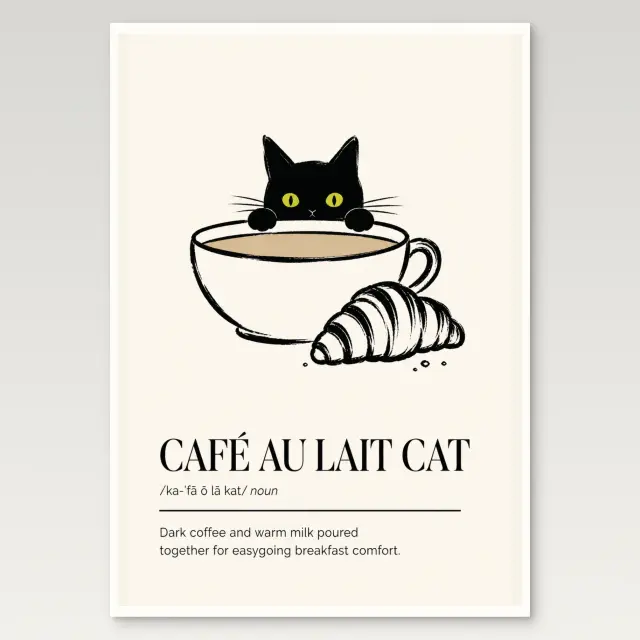 Cafe au Lait Cat Poster