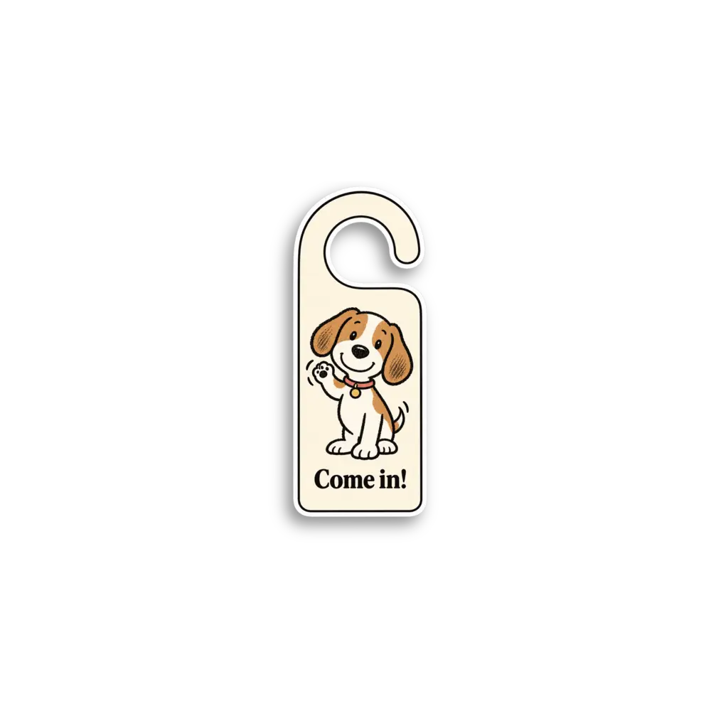 Come In Beagle Door Hanger Sticker