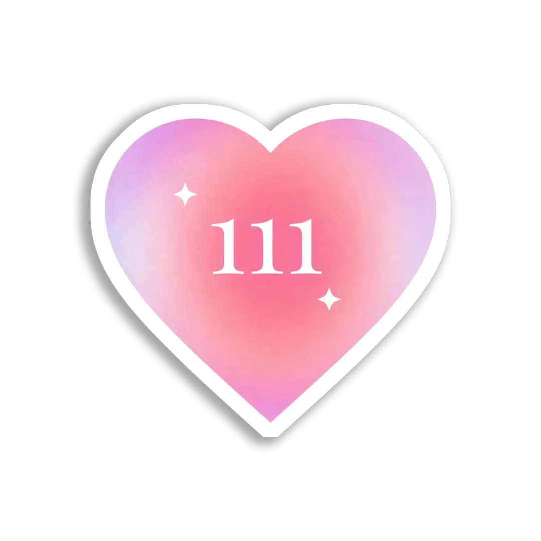 Rosa Herz mit Engelszahl 111 Sticker