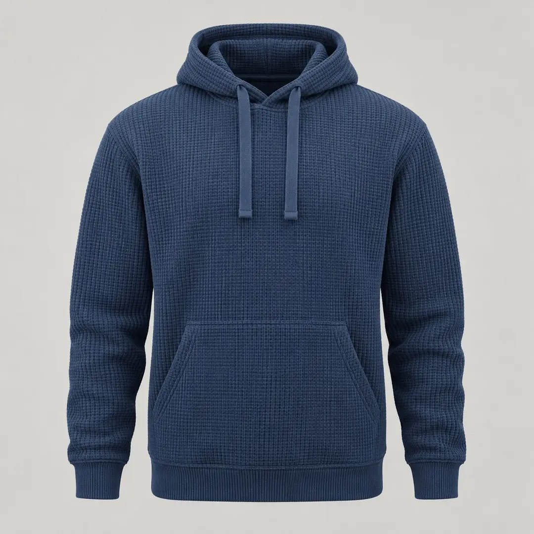 Concrete Waffle Hoodie in Ink Blue