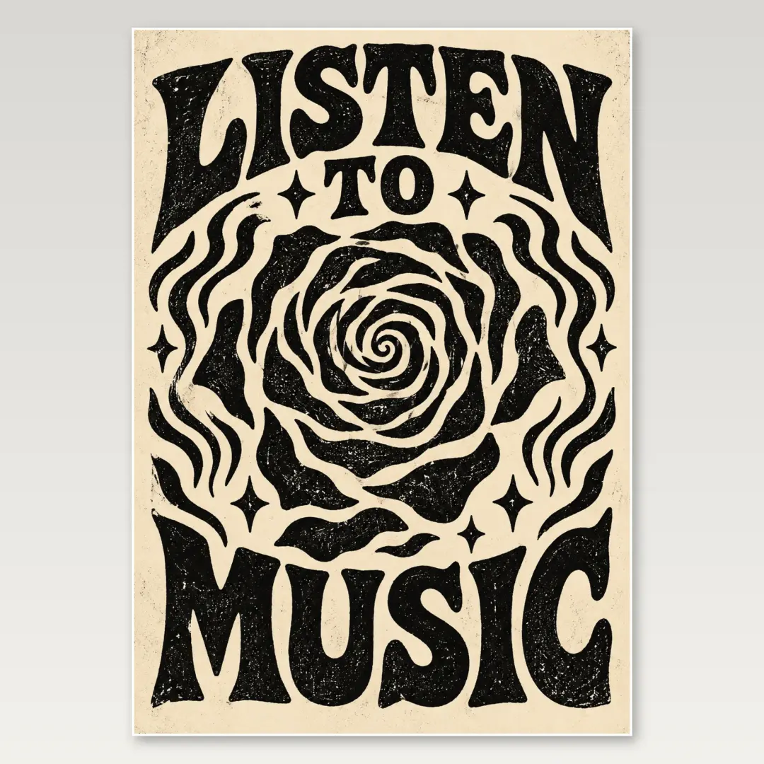 Listen To Music Rose A4 Poster