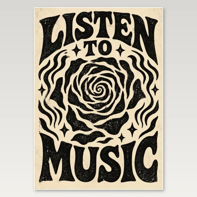 Hör Musik Rose A4-Poster