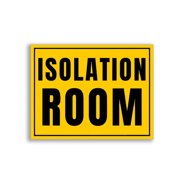 Isolierraum-Schild auf gelbem Hintergrund Sticker