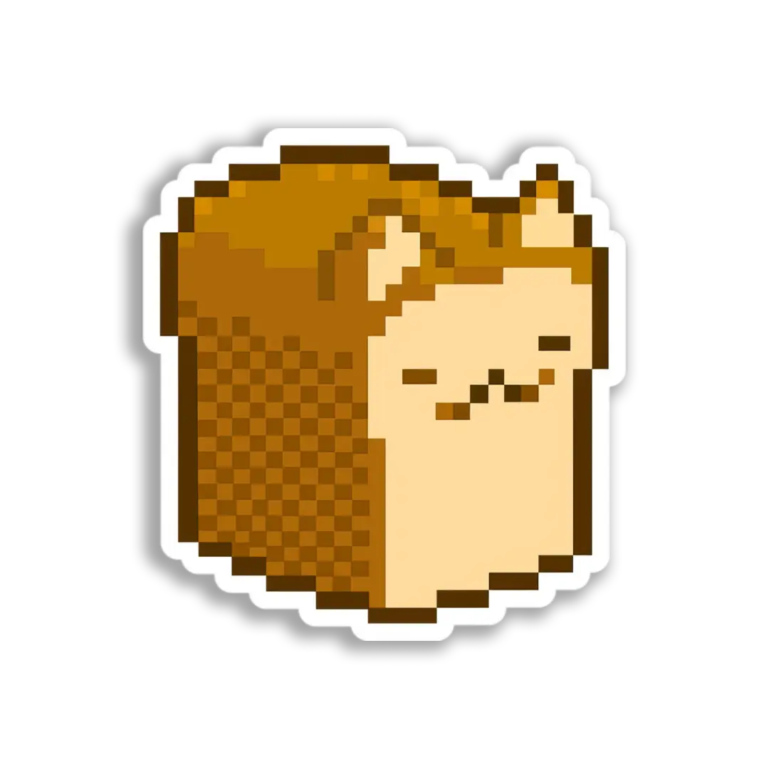 Pixel Cat Bread Loaf Sticker