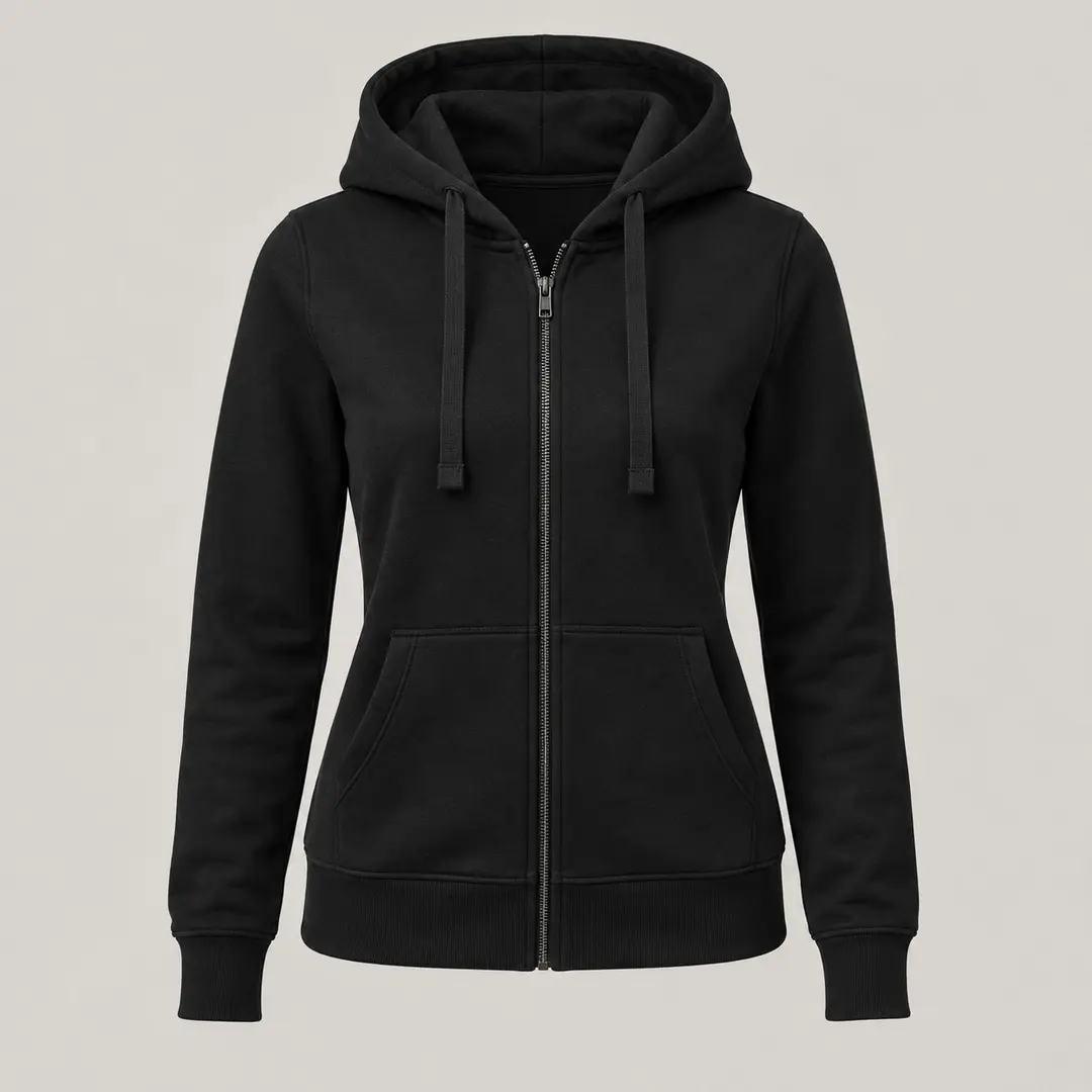 Temple Street Zip Hoodie in Black