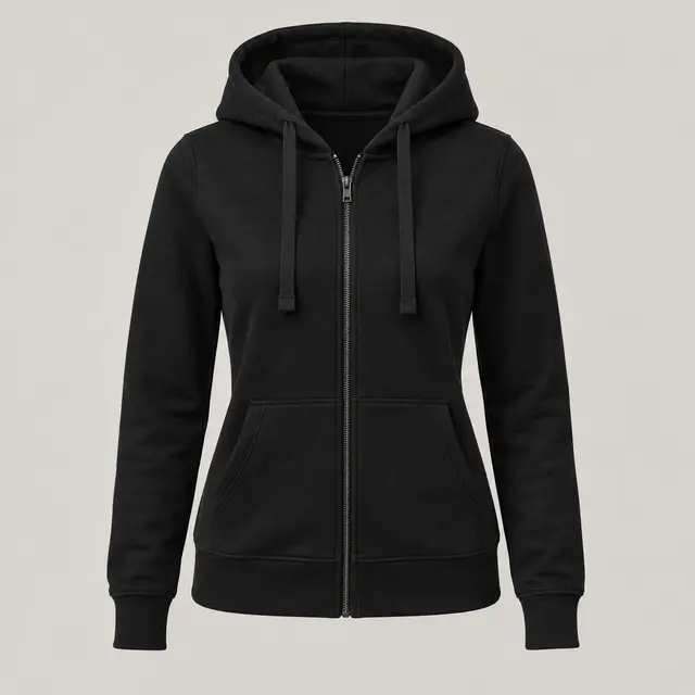 Temple Street Zip Hoodie in Black