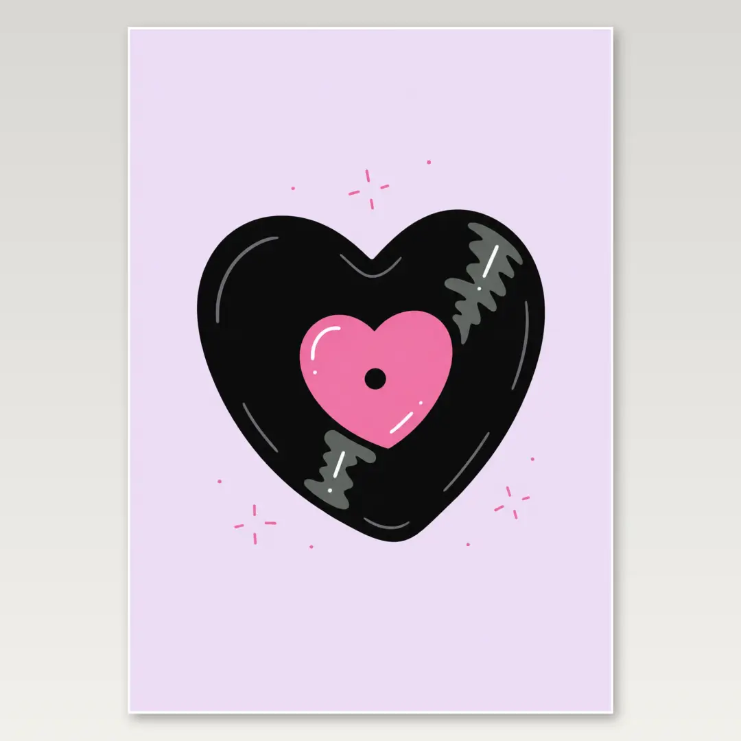 Herz-Vinyl Pink A4-Poster