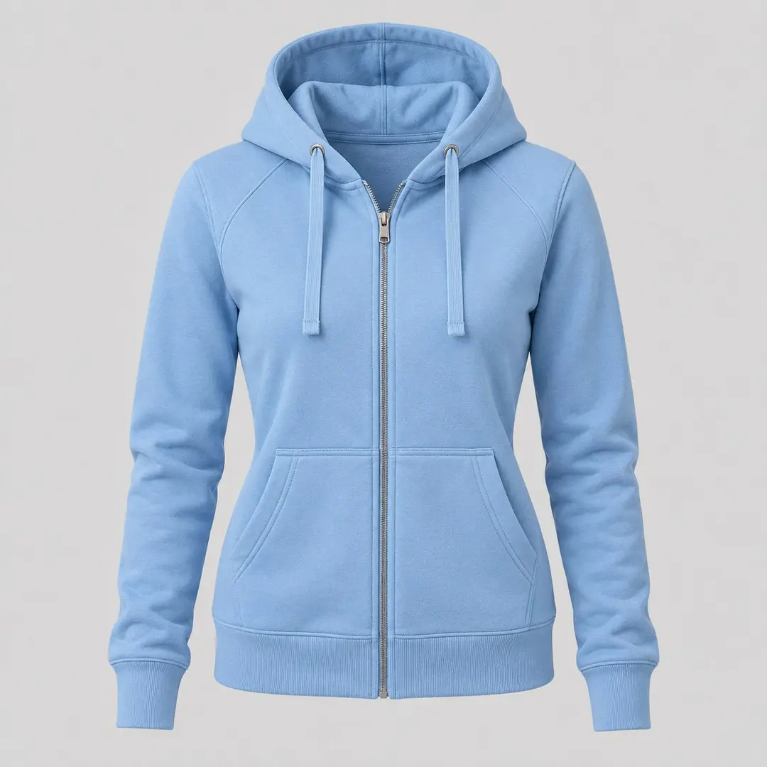 Temple Street Zip Hoodie in Sky Blue
