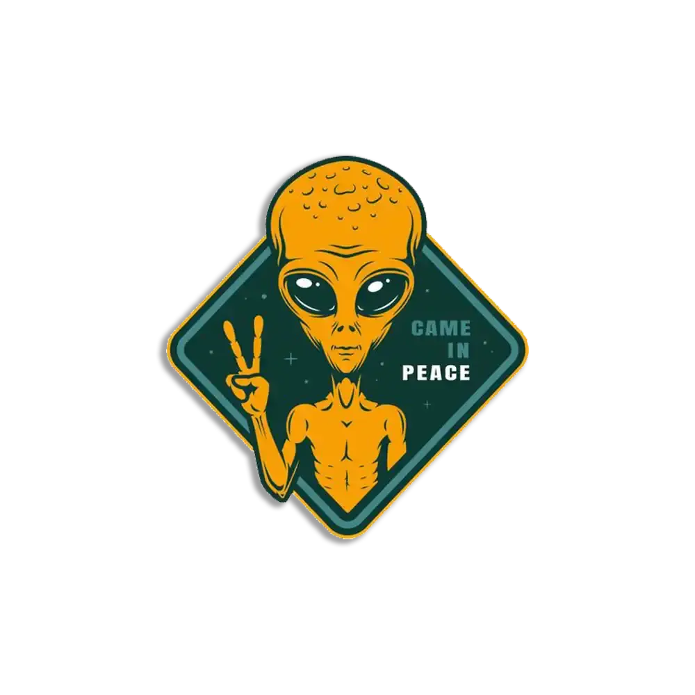 Alien Peace-Zeichen Sticker