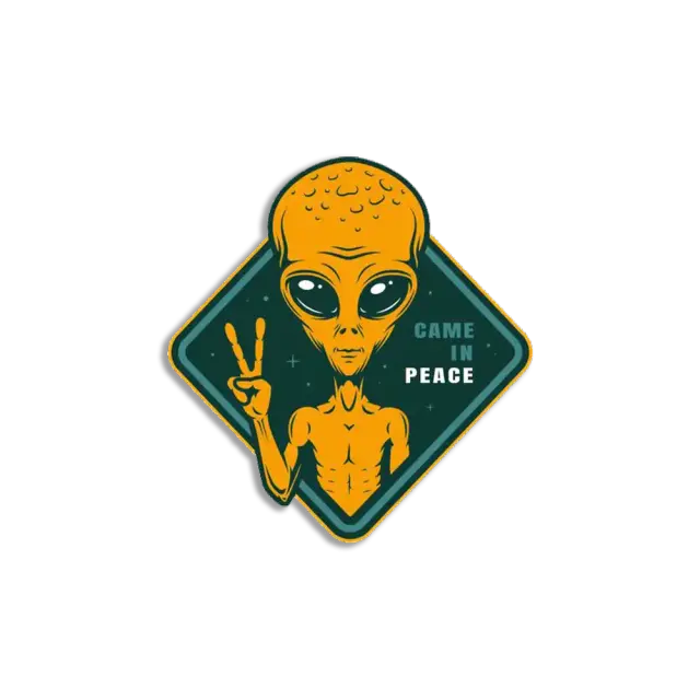 Alien Peace-Zeichen Sticker