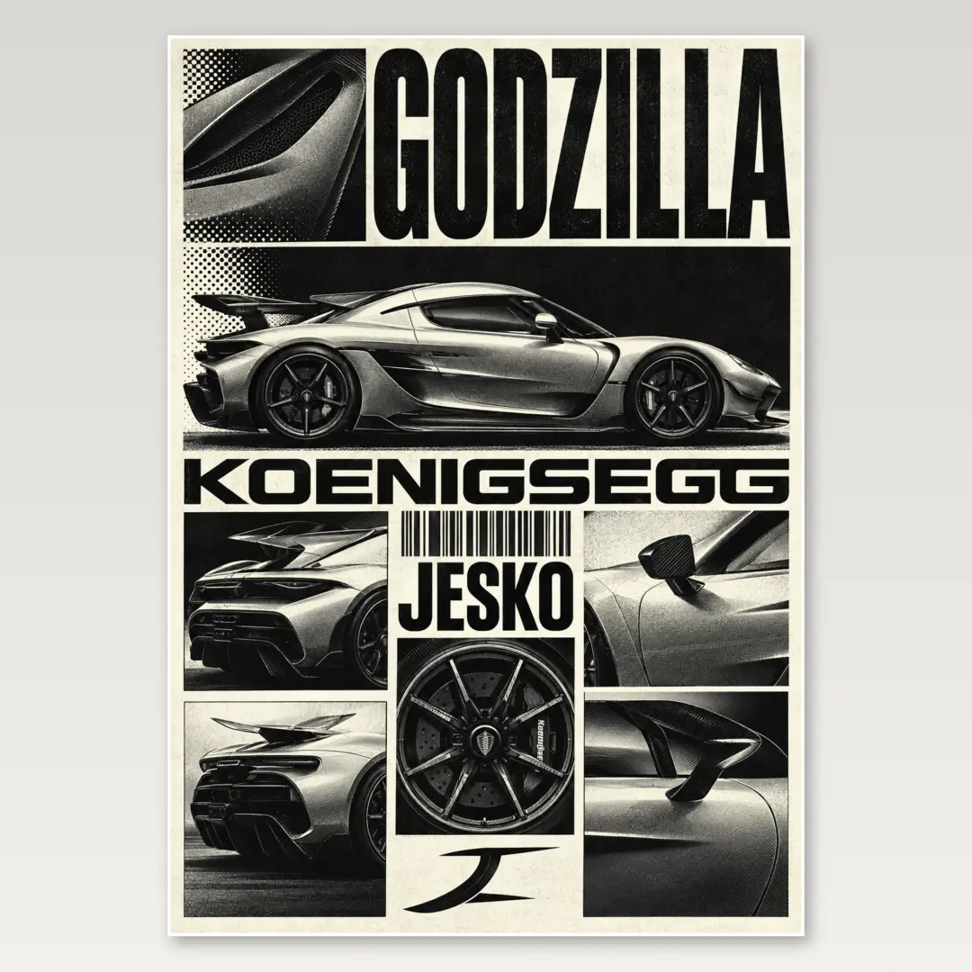 Koenigsegg Godzilla A4-Poster