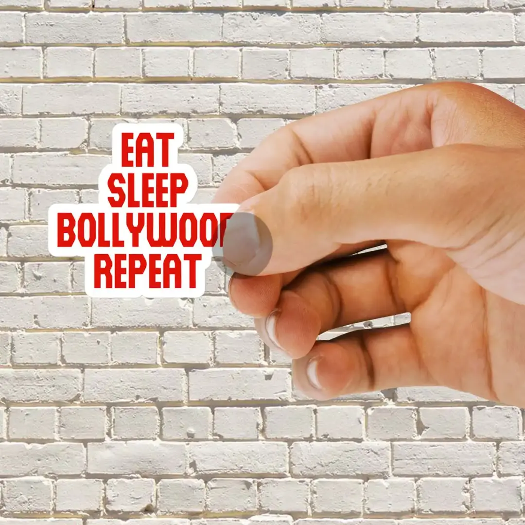 Eat Sleep Bollywood Repeat Red Yellow Sticker