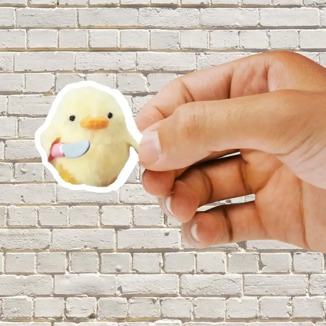 Huhn mit Messer Meme-Sticker