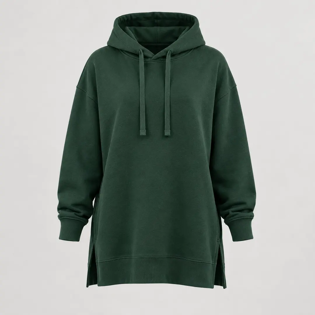 Hillside Longline Hoodie in Forest