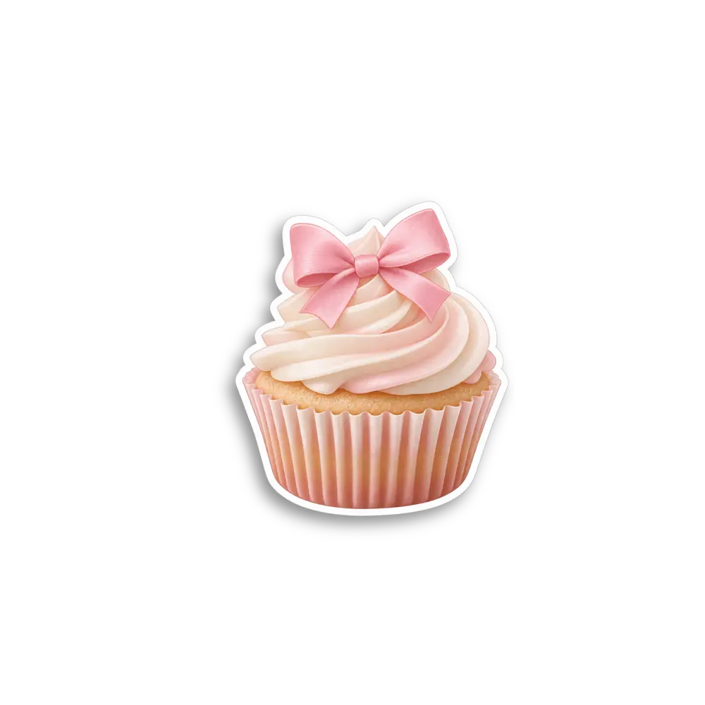 Cupcake mit rosa Schleife Sticker