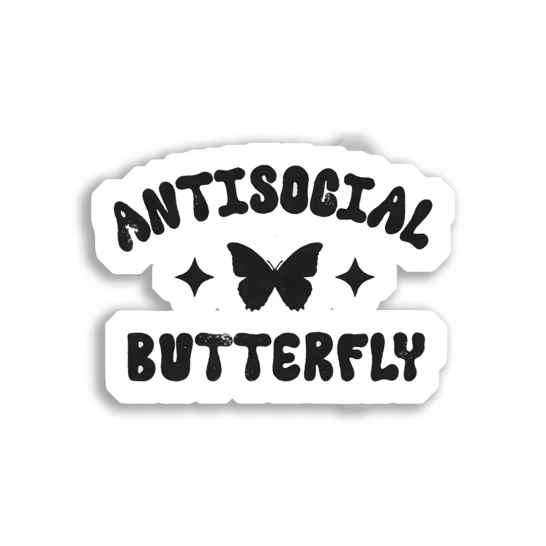 Antisocial Butterfly Sticker Design Sticker