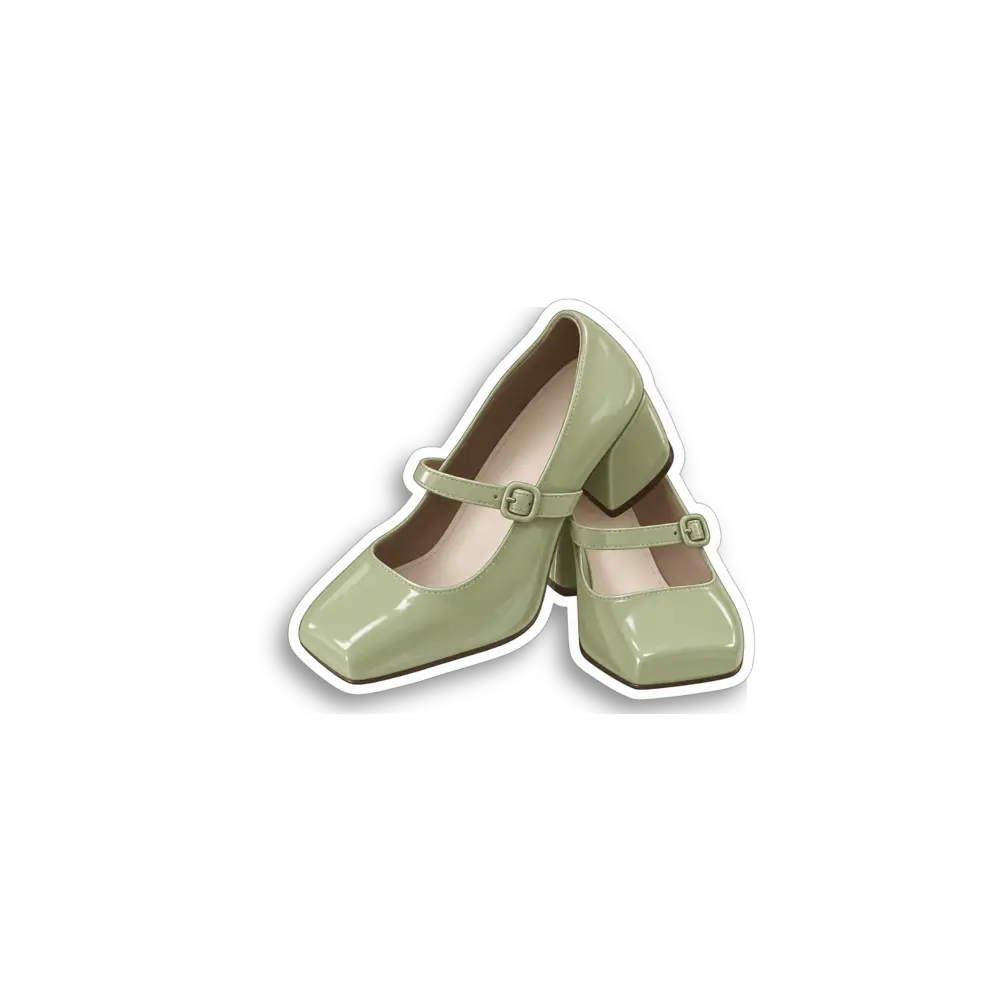 Salbeigrüne Mary-Jane-Pumps Sticker