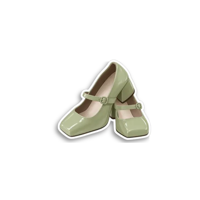 Salbeigrüne Mary-Jane-Pumps Sticker